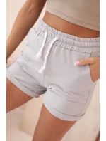 Dámské bavlněné kraťasy s gumou a šňůrkou v pase šedé