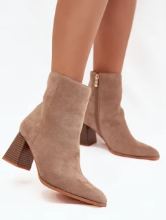 Dámské Botky Z Eko Semiše Na Podpatku Se Béžové model 21704690 - Boto