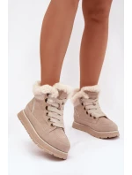 Semišové sněhule dámské na platformě s kožíškem Big Star model 21786619 béžové - Big Star Shoes