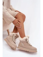 Semišové sněhule dámské na platformě s kožíškem Big Star model 21786619 béžové - Big Star Shoes