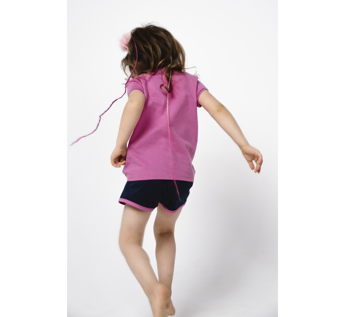 Ontega dievčenské pyžamo s krátkym rukávom a krátkymi nohavicami - amarantová/navy blue