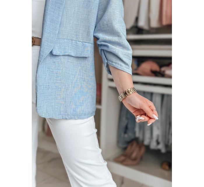 Dámska nadrozmerná bunda SOFT LOVE modrá FashionStreet PY0132 Dámska nadrozmerná bunda SOFT LOVE modrá FashionStreet PY0132