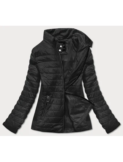 Tenká černá dámská bunda s vsadkami model 17044095 - ATURE Tenká černá dámská bunda s vsadkami model 17044095 - ATURE