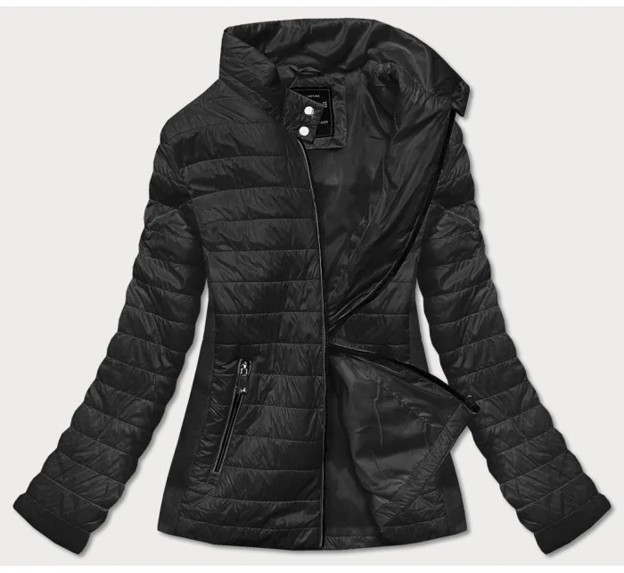 Tenká černá dámská bunda s vsadkami model 17044095 - ATURE Tenká černá dámská bunda s vsadkami model 17044095 - ATURE