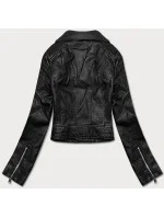 Krátká černá bunda ramoneska z ekologické kůže model 18117126 - J.STYLE Krátká černá bunda ramoneska z ekologické kůže model 18117126 - J.STYLE