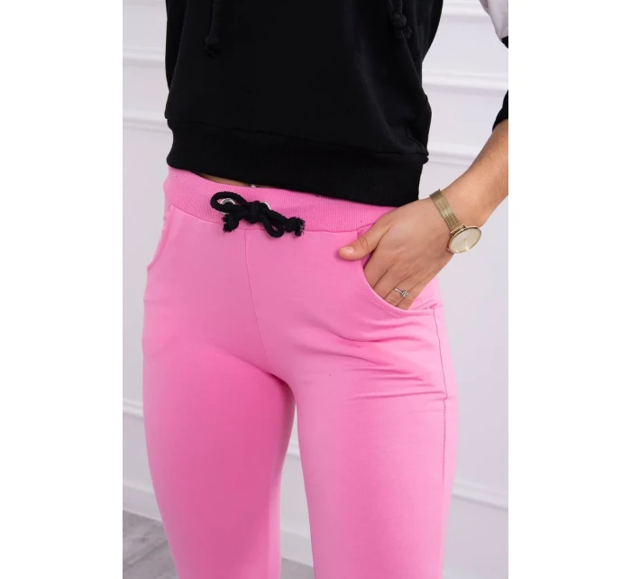 Farebná pruhovaná súprava svetloružová+ecru