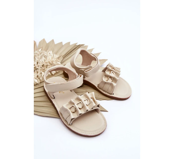 Dětské sandály se suchým zipem srdce béžová Havana