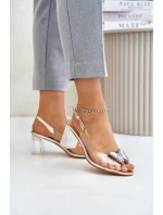 Transparentne Sandały Z Motylem Na Słupku D&A MR42-326 Złote Transparentne Sandały Z Motylem Na Słupku D&A MR42-326 Złote