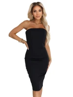 tužkové midi šaty s odhalenými rameny černé model 21738277 - numoco