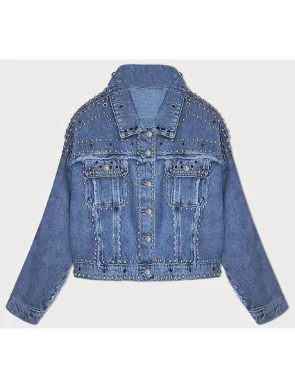 Světle modrá dámská džínová bunda s ozdobnými kamínky model 19917932 - 7 G'S CORE