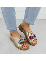 Dámske zlaté sandále s korálkami Filippo DS6230