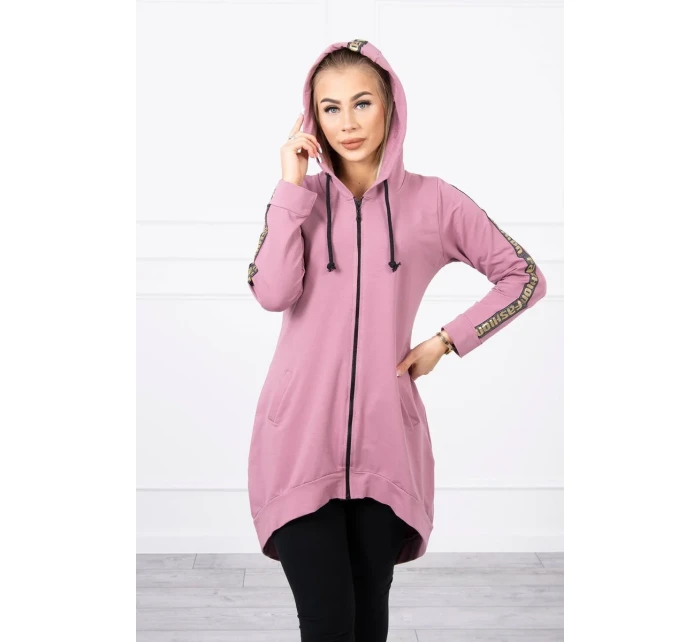 Mikina se zipem na zádech tmavě růžová