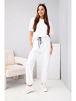 Dámska bavlnená blúzka s krátkym rukávom a tepláková súprava White