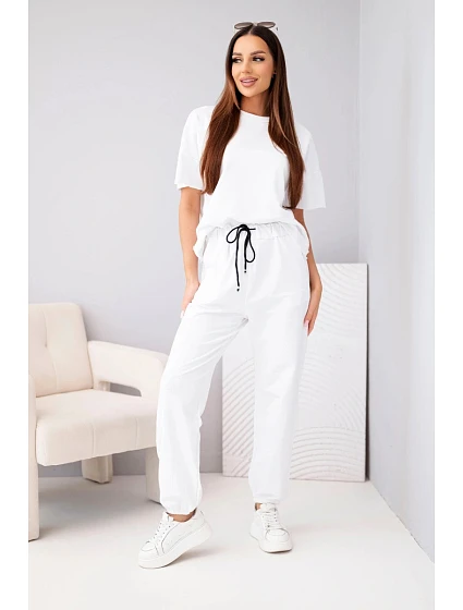 Dámska bavlnená blúzka s krátkym rukávom a tepláková súprava White