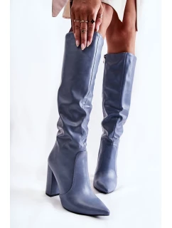 Klasyczne Kozaki Na Słupku Niebieskie Mayra