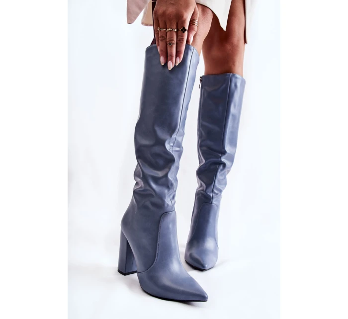 Klasyczne Kozaki Na Słupku Niebieskie Mayra