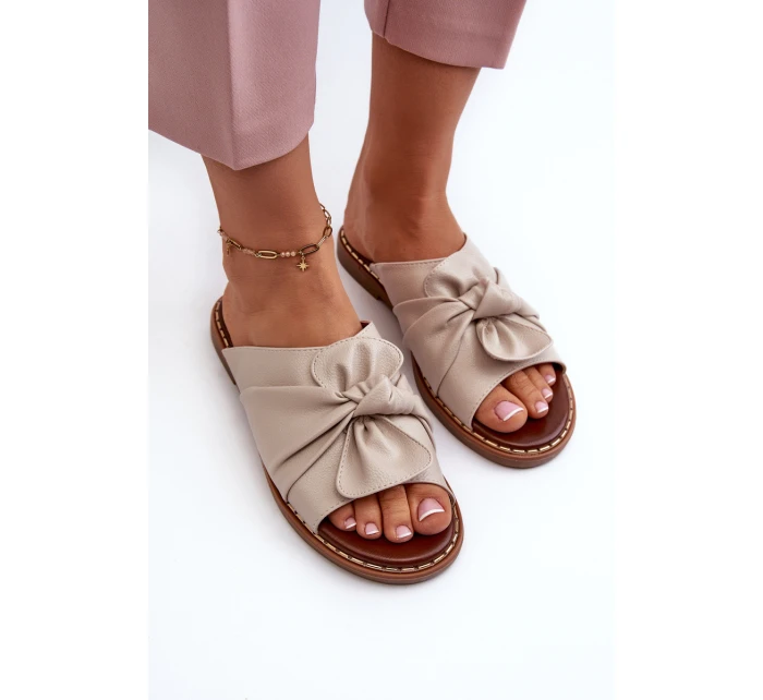 Klapki Damskie Na Płaskim Obcasie Beżowe Nelvira