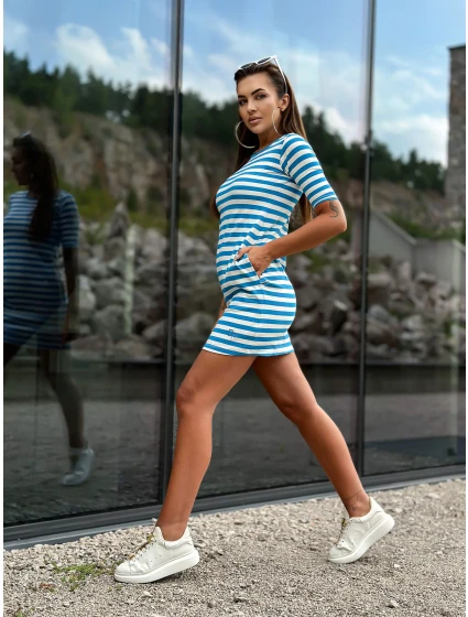 TW SK 2092 šaty.83P biela a modrá TW SK 2092 šaty.83P biela a modrá