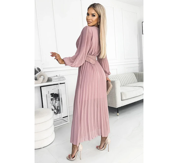 Plisované šaty 414-2 KLARA staroružové - Numoco