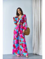 Súprava blúzky a širokých nohavíc modrá (8175)