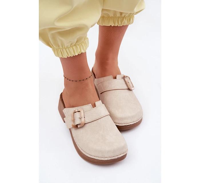 Dámské chodaki s přezkou Inblu TF000003 Světle béžové