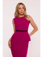 S427 Peplum šaty - slivka