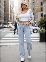 Dámske džínsy so širokými nohavicami svetlomodré FashionStreet UY2952