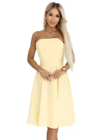 641-3 VIVIENNE korzetové midi šaty s opaskom - pastelovo žlté 641-3 VIVIENNE korzetové midi šaty s opaskom - pastelovo žlté