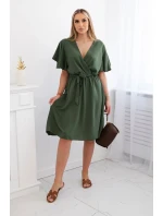 Šaty s vrstveným výstrihom khaki