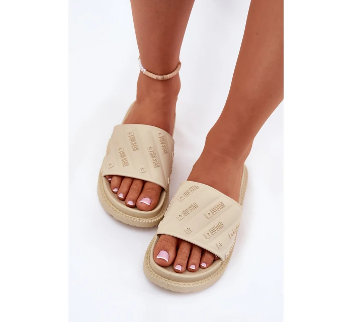 Klapki Damskie Na Platformie Big Star RR274A542 Beżowe