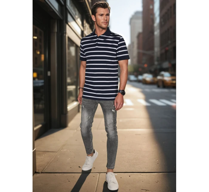 Pánská pruhovaná polokošile tmavě modrá Dstreet model 21987894 - FashionStreet