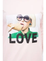 Šaty s potiskem model 18744032 v pudrově růžové barvě - K-Fashion Šaty s potiskem model 18744032 v pudrově růžové barvě - K-Fashion