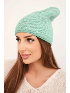 Dámská zimní čepice z vlny s dvojitým lemem oranžová model 21876043 - K-Fashion