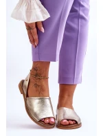 Kožené sandály zlaté model 21617472 - Zazoo