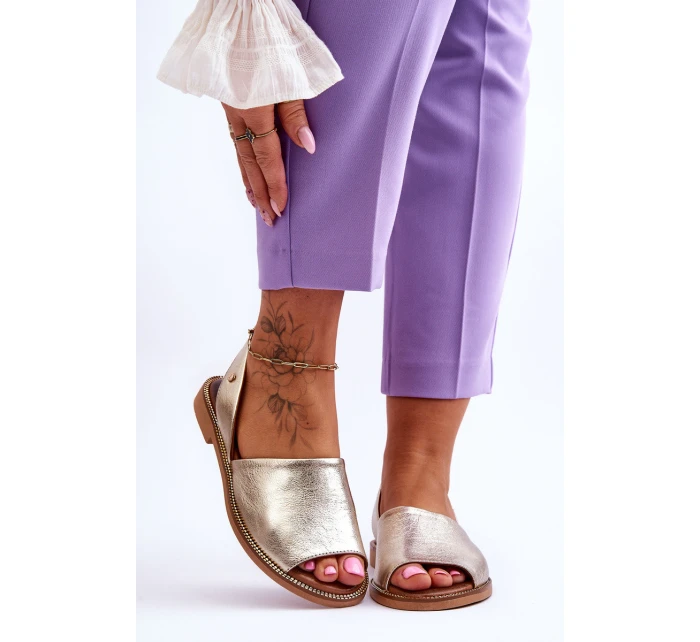 Kožené sandály zlaté model 21617472 - Zazoo