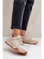 Skórzane Sneakersy Damskie Big Star OO274A315 Hi-Poly System Beżowe Skórzane Sneakersy Damskie Big Star OO274A315 Hi-Poly System Beżowe