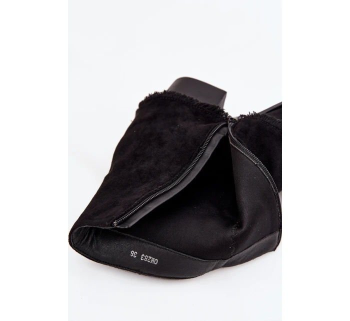 Dámské kotníkové boty na podpatku s  lemem Černé model 21714371 - Boto