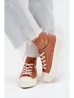 Dámské plátěné tenisky na platformě Big Star – oranžové