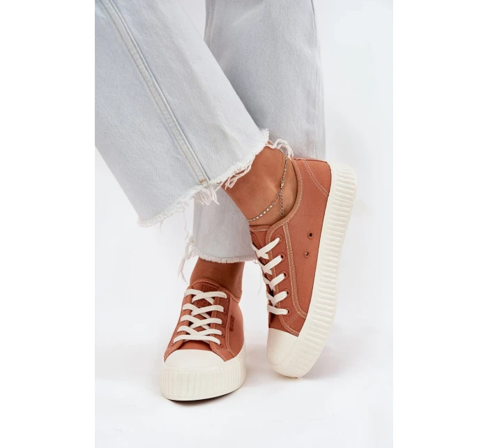 Dámské plátěné tenisky na platformě Big Star – oranžové