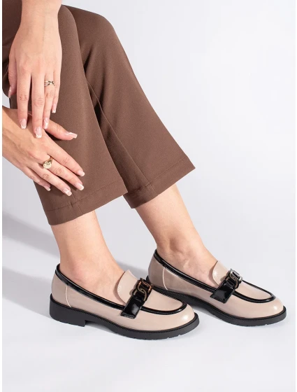 Exkluzívne dámske hnedé mokasíny na podpätku Exkluzívne dámske hnedé mokasíny na podpätku