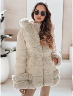 dámská zimní bunda s kožešinou světle béžová Dstreet model 21991144 - FashionStreet