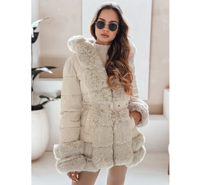 dámská zimní bunda s kožešinou světle béžová Dstreet model 21991144 - FashionStreet
