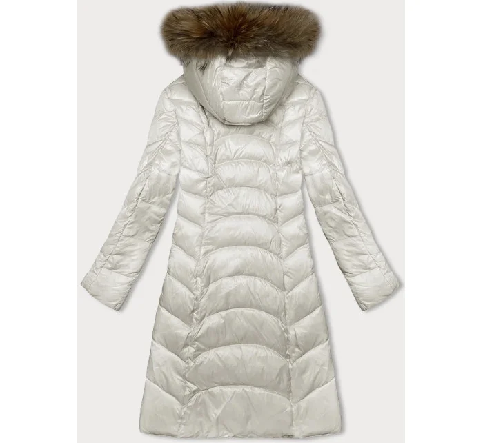 Dámska prešívaná bunda vo farbe ecru na prechodné obdobie Glakate (LU-2201) Dámska prešívaná bunda vo farbe ecru na prechodné obdobie Glakate (LU-2201)