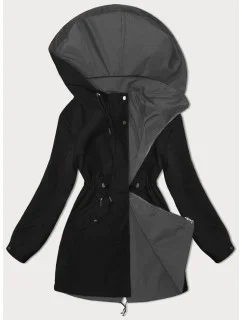 Čierno-šedá tenká obojstranná dámska bunda typu parka (16M9081M-392C)