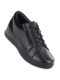 Dámské kožené polobotky na podpatku černé model 22060100 - VINCEZA