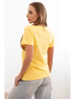 Dámska bavlnená blúzka s krátkym rukávom a perlovou aplikáciou žltá Dámska bavlnená blúzka s krátkym rukávom a perlovou aplikáciou žltá