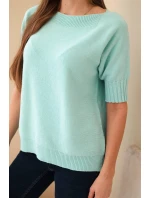 Dámský svetr z viskózy s krátkým rukávem mátový