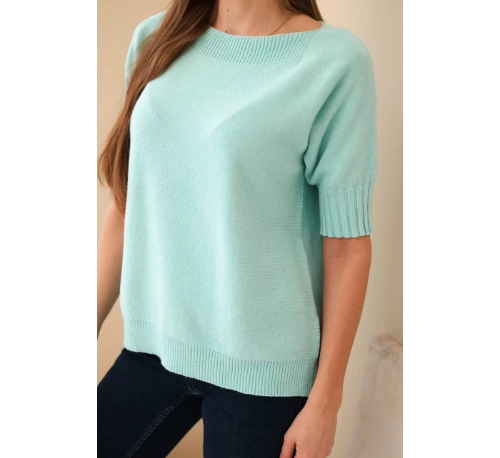Dámský svetr z viskózy s krátkým rukávem mátový