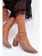 Dámské sandály s na podpatku Taupe model 22221087 - Zazoo Dámské sandály s na podpatku Taupe model 22221087 - Zazoo