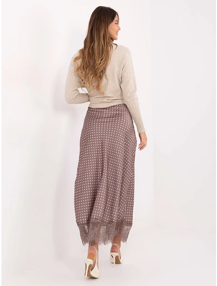 Sukně MI SD model 22159037 hnědá s puntíky - FPrice Sukně MI SD model 22159037 hnědá s puntíky - FPrice